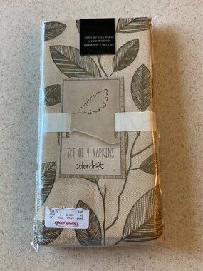 Fabric Dinner Napkins 4 Pc. Set Leaf Pattern by Colordrift